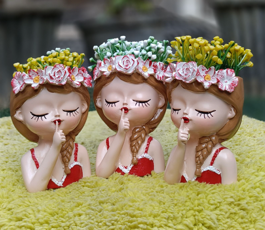 Girl Planter Christmas Theme