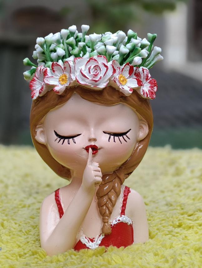 Girl Planter Christmas Theme