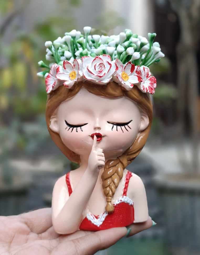 Girl Planter Christmas Theme