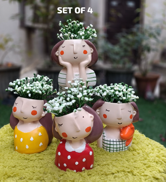 SET OF 4 GIRL PLANTERS