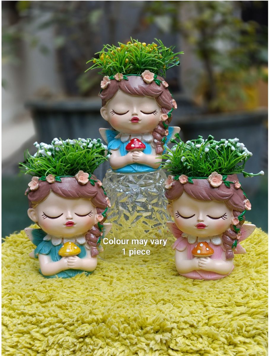 Mushroom Girl Planter ( Colour may vary ) (1 piece)