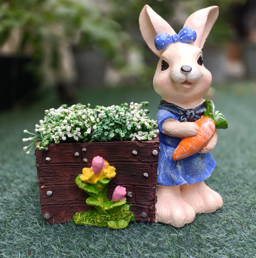 Female Bunny with Carrot Big Planter