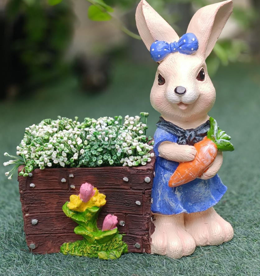 Female Bunny with Carrot Big Planter
