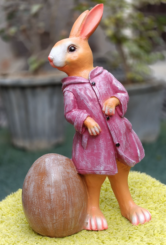 Cute Hoodie Bunny standing with Egg