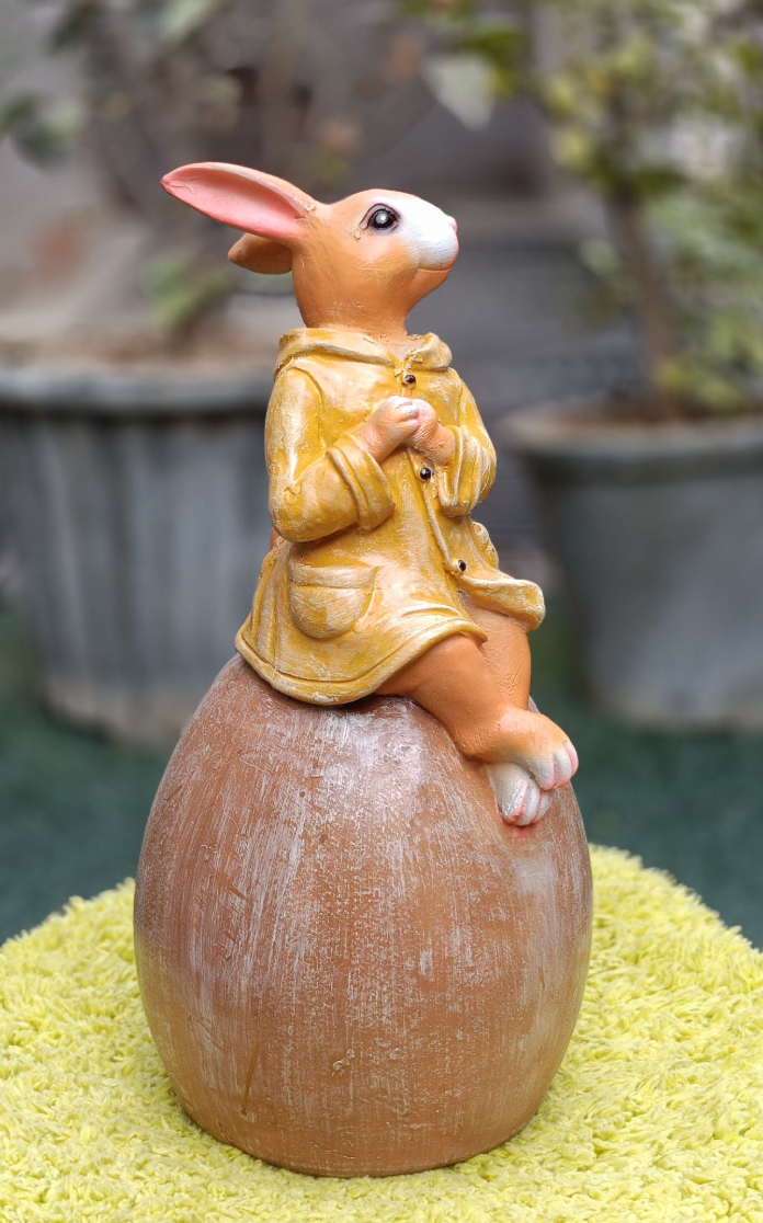 Cute Hoodie Bunny sitting on Egg